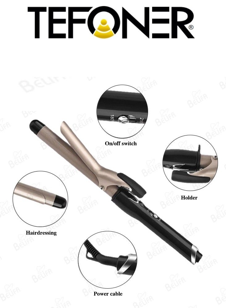 TEFONER Easy-to-use two-temperature hair curler. Curling iron for wavy, curly hair. Safe, burn-resistant curly hair iron. Curling iron with 210 and 180°C temperatures. hair curler machine from Tefoner. - Image 3