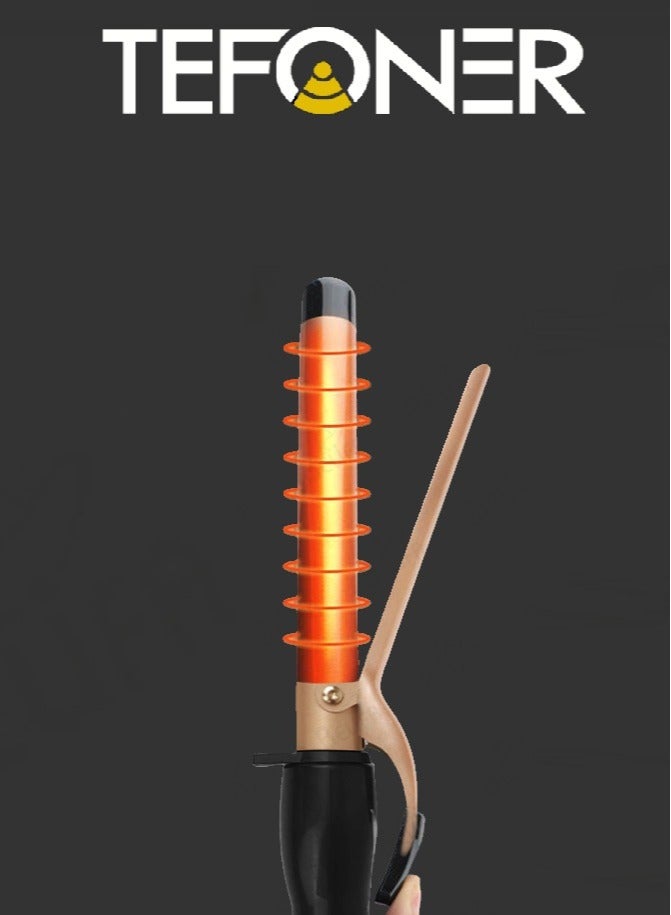 TEFONER Easy-to-use two-temperature hair curler. Curling iron for wavy, curly hair. Safe, burn-resistant curly hair iron. Curling iron with 210 and 180°C temperatures. hair curler machine from Tefoner. - Image 4