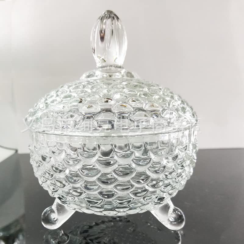 Mevanta Mevanta Crystal Glass Candy Dish with Lid premium Candy Jar Cookie Jar Decorative Candy Bowl Jewelry Dish Covered Candy Jars for Buffet Kitchen Home Office Desk Set Of 1 1 CrystalF - Image 5