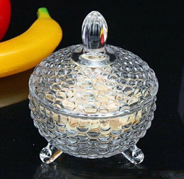 Mevanta Mevanta Crystal Glass Candy Dish with Lid premium Candy Jar Cookie Jar Decorative Candy Bowl Jewelry Dish Covered Candy Jars for Buffet Kitchen Home Office Desk Set Of 1 1 CrystalF - Image 2