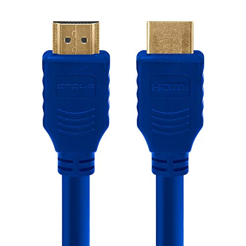 Cmple - HDMI Cable 3FT High Speed HDTV Ultra-HD (UHD) 3D, 4K @60Hz, 18Gbps 28AWG HDMI Cord Audio Return 3 Feet Blue - Image 1