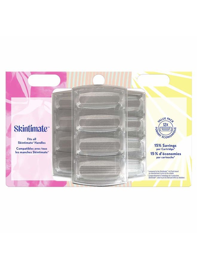 Skintimate 4-Blade Razor Refill Cartridges with Aloe and Vitamin E, 12 Count - Image 1