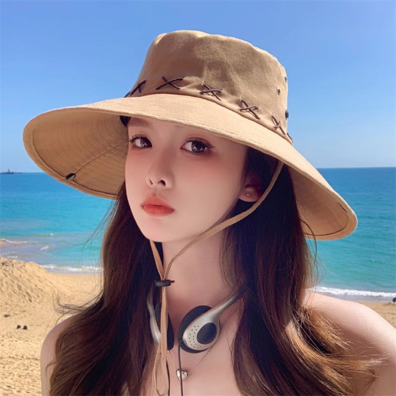 Western Bucket Hat Wide Brim Sun Protection Cotton Fabric - Image 4