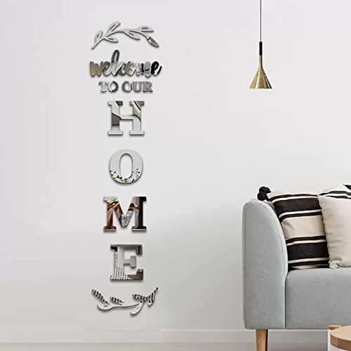 YUZUCMCM Home Wall Decor Welcome to Our Home Letter Signs - Acrylic Mirror Stickers for Living Room Bedroom Decor - Wall Decorations - Image 5