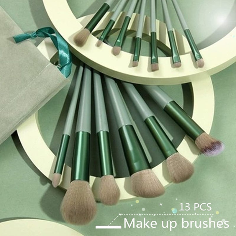 Calyrex 13 Pcs Makeup Brushes Foundation Brushes Professional Cosmetic Brushes Set Premium Synthetic Brushes with Plush Bag for Foundation Face Powder Blush Eye Shadow Lip Gloss - Image 5