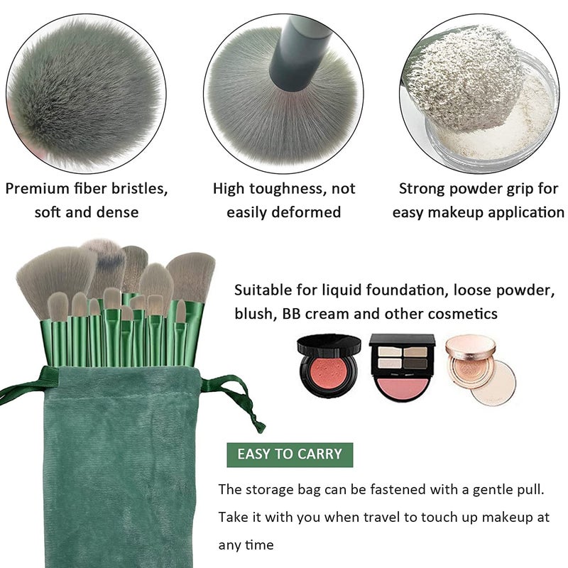 Calyrex 13 Pcs Makeup Brushes Foundation Brushes Professional Cosmetic Brushes Set Premium Synthetic Brushes with Plush Bag for Foundation Face Powder Blush Eye Shadow Lip Gloss - Image 4