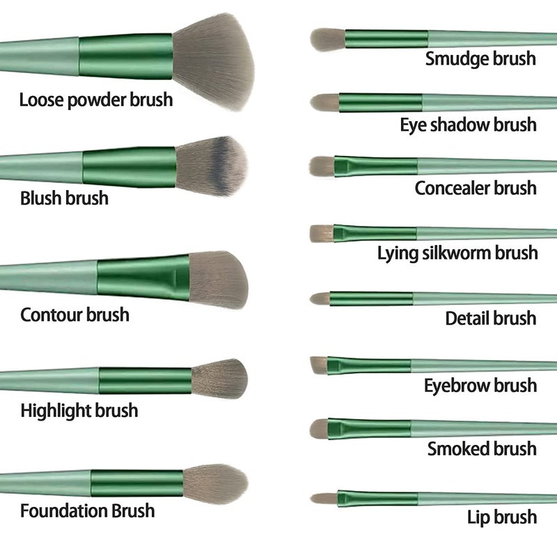 Calyrex 13 Pcs Makeup Brushes Foundation Brushes Professional Cosmetic Brushes Set Premium Synthetic Brushes with Plush Bag for Foundation Face Powder Blush Eye Shadow Lip Gloss - Image 3