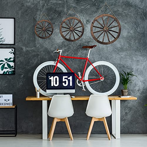 Qunclay 3 Pcs Wooden Wagon Wheel Decor 12/10/8 Inch Old Western Wall Decor Farmhouse Wagon Wheels Rustic Yard Hanging Decorative Art for Garden Home Bar Garage(Dark Brown) - Image 5