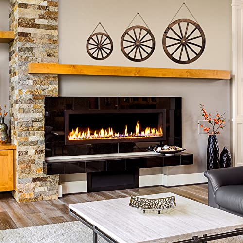 Qunclay 3 Pcs Wooden Wagon Wheel Decor 12/10/8 Inch Old Western Wall Decor Farmhouse Wagon Wheels Rustic Yard Hanging Decorative Art for Garden Home Bar Garage(Dark Brown) - Image 4