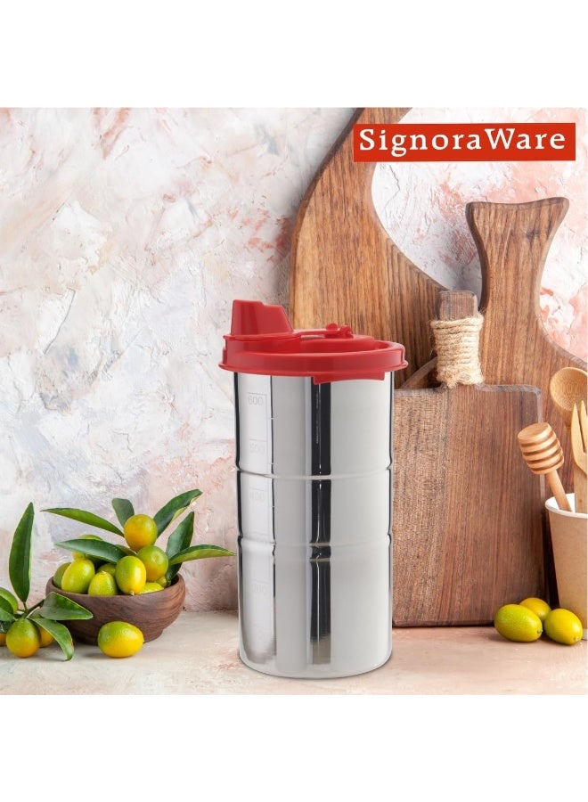 SignoraWare 650 ML Easy Flow Stainless Steel Oil Dispenser Bottle with Lid and Cap | Air-Tight Spill-Proof | Food Grade Pourer Drizzler - Image 3