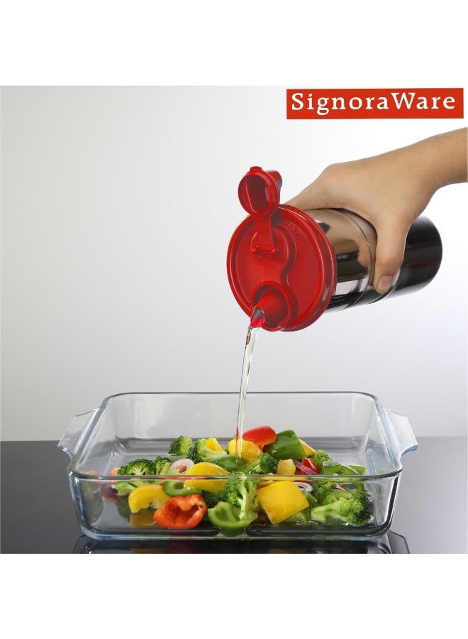 SignoraWare 650 ML Easy Flow Stainless Steel Oil Dispenser Bottle with Lid and Cap | Air-Tight Spill-Proof | Food Grade Pourer Drizzler - Image 4