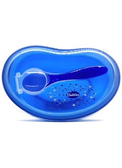 Bubbles Plate with Lid and Spoon – Blue