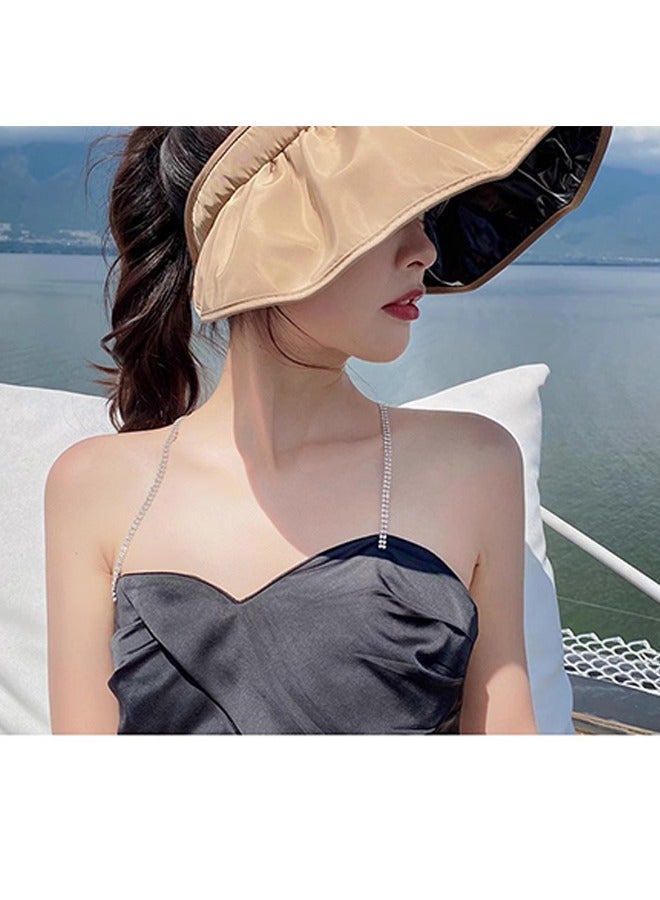 Beyond Wide Brim Sun Visor Hat, UPF50+ Black Glue Sun Protection Cap, Foldable Open Top Sun Hat for Beach Vacation (Coffee Color) - Image 5
