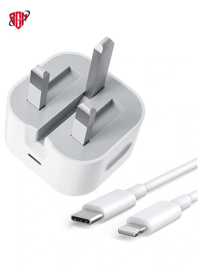BGM - iPhone USB C Fast ChargerApple MFi Certified‘20W PD Type C Power Block Wall Charger Plug Adapter with 2M USB-C to Lightning Cable Compatible with iPhone 14/13/11/X/XS/iPad,AirPods Pro( - Image 1