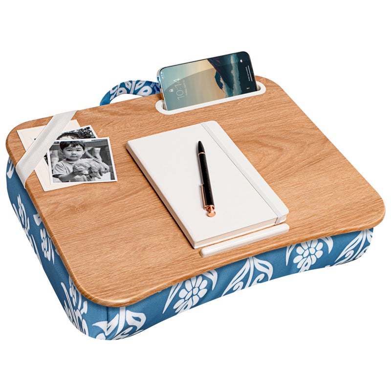LAPGEAR Designer Lap Desk with Phone Holder and Device Ledge - Floral Block Print - Fits up to 15.6 Inch Laptops - Style No. 45414 - Image 1