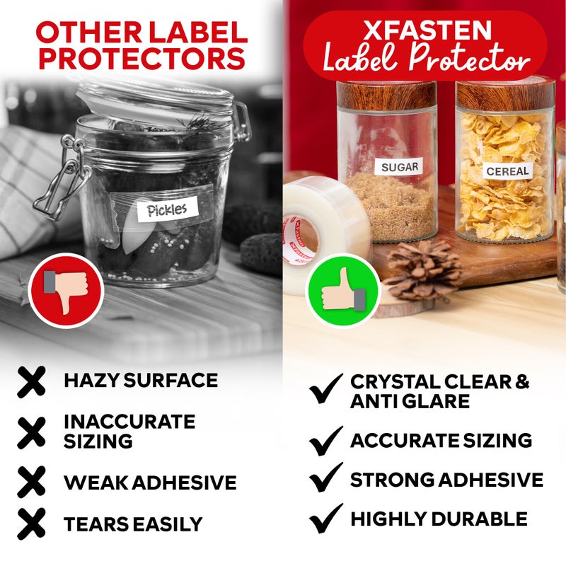 XFasten Clear Labels Sticker Protectors 500-Pack Waterproof and Yellowing-Resistant Clear Label Protectors for Barcode Stickers, Library Labels for Book Spines, Laboratory, Office (3.5 x 1.2 inch) - Image 4