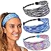 FROG SAC Sport Headbands for Girls, Adjustable Non Slip Athletic Sports Hair Bands for Women, Stretch Elastic Workout Mesh Headband for Yoga Running Exercise Soccer (Rainbow/Black/Blue Tie Dye) - Image 2