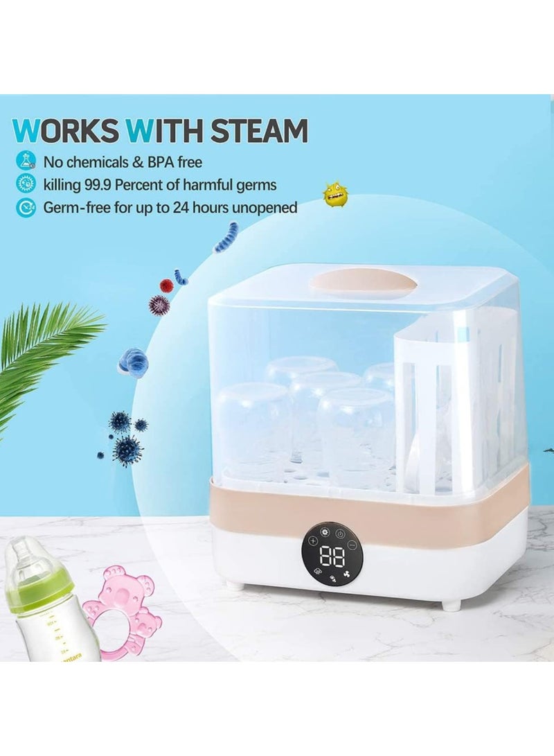 WENTCCION Baby Bottle Sterilizer, Electric Steam Steriliser Dryer, Electric Steam Bottle Sanitizer Clean, Large Capacity Holds 6 Bottles, LED Display - Image 4