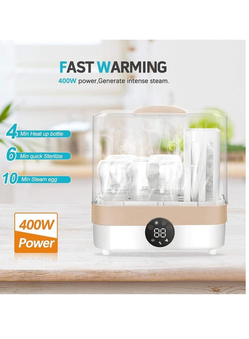 WENTCCION Baby Bottle Sterilizer, Electric Steam Steriliser Dryer, Electric Steam Bottle Sanitizer Clean, Large Capacity Holds 6 Bottles, LED Display - Image 5