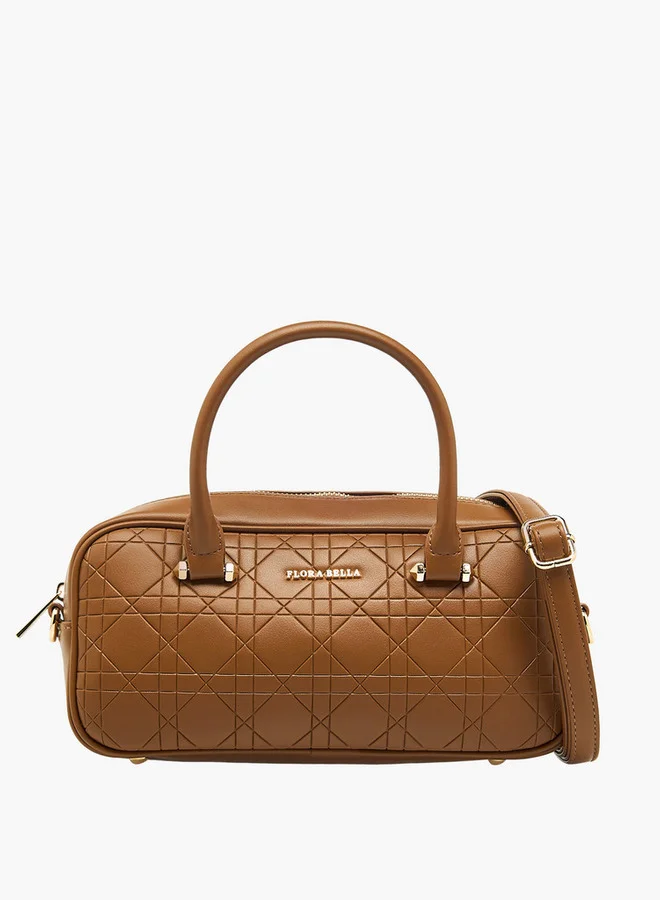 Flora Bella By Shoexpress Quilted Crossbody Bag with Detachable Strap and Zip Closure