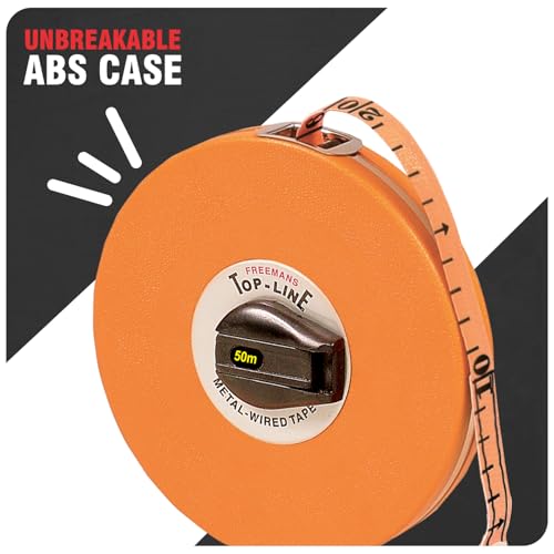 FREEMANS Top Line 50m:16mm Metal Wired Measuring Tape - 50m/165ft || Case Reinforced with Stainless Steel Band || Durable Winding Mechanism Handle and Stainless Steel Mouth with End Hook - Image 3