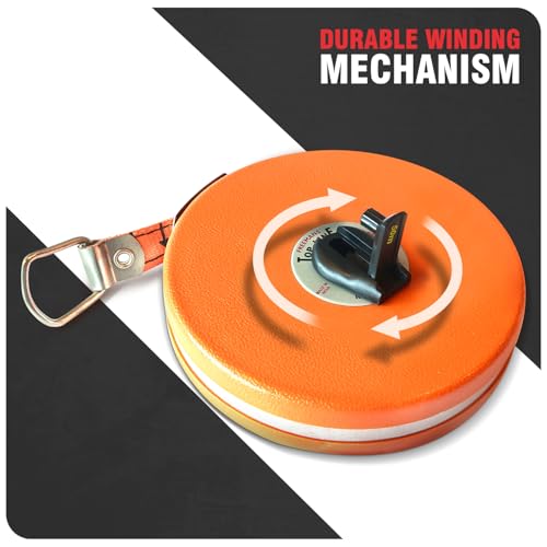 FREEMANS Top Line 50m:16mm Metal Wired Measuring Tape - 50m/165ft || Case Reinforced with Stainless Steel Band || Durable Winding Mechanism Handle and Stainless Steel Mouth with End Hook - Image 2