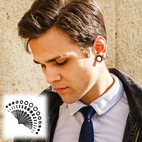 Okxiri 50 Pcs Ear Stretching Kit, Acrylic Gauges for Ears 14G-00G, Lightweight Tapers+ Plugs+ Silicone Tunnels, Gauge Stretching Kit, Piercing Earring Jewelry, for Men, Women, Starter Expanders - Image 5