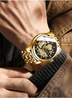 BINBOND Luxury Men's Waterproof Stainless Steel Watch Gold Wristwatch Gift for Men  - Image 3