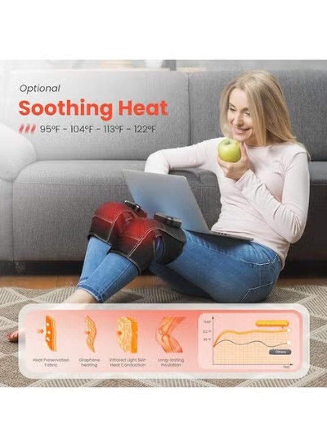 مدلك الركبة اللاسلكي مع حرارة – وسادة تدفئة ودلك 3 في 1 للركبة مع اهتزاز، 3 أوضاع اهتزاز و3 مستويات شدة قابلة للتعديل لتخفيف الألم - Image 3