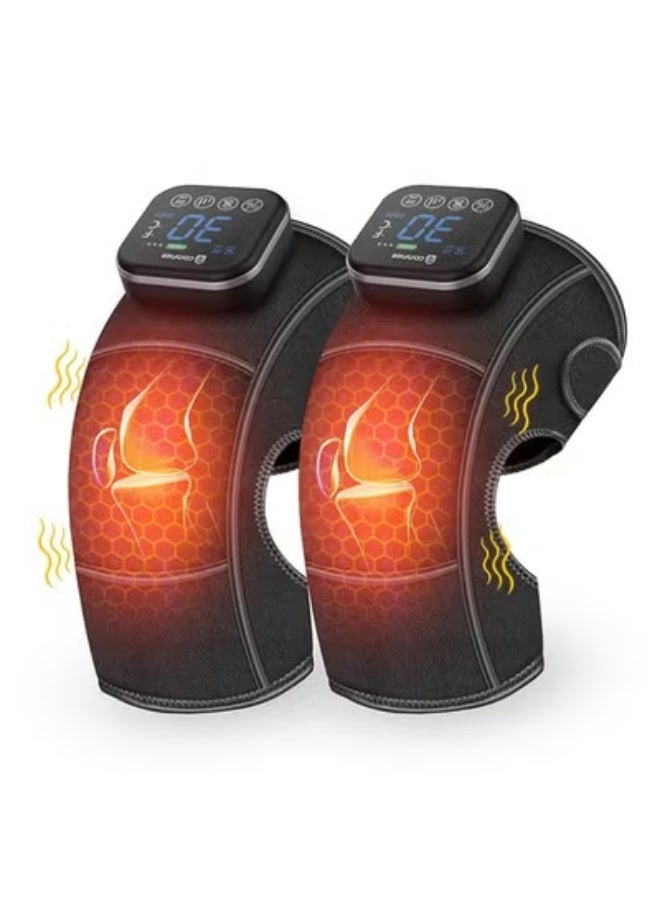 مدلك الركبة اللاسلكي مع حرارة – وسادة تدفئة ودلك 3 في 1 للركبة مع اهتزاز، 3 أوضاع اهتزاز و3 مستويات شدة قابلة للتعديل لتخفيف الألم - Image 1