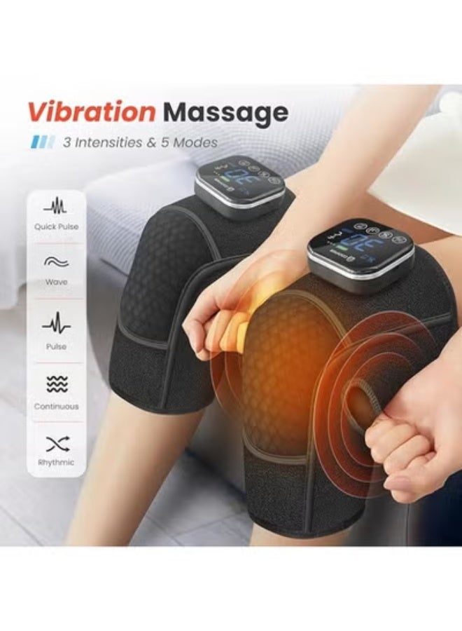 مدلك الركبة اللاسلكي مع حرارة – وسادة تدفئة ودلك 3 في 1 للركبة مع اهتزاز، 3 أوضاع اهتزاز و3 مستويات شدة قابلة للتعديل لتخفيف الألم - Image 2