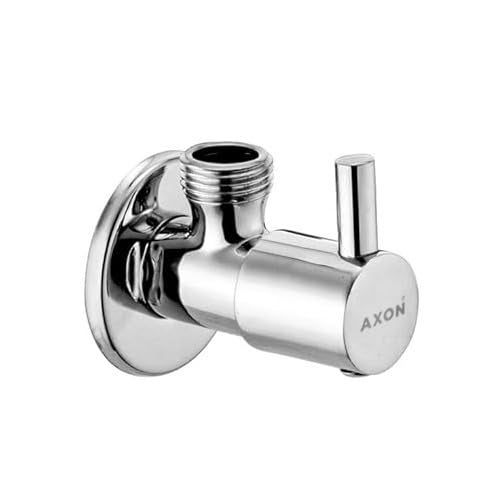 AXON TURBO Brass Angle Valve With Wall Flange160gram Chrome Silver 1