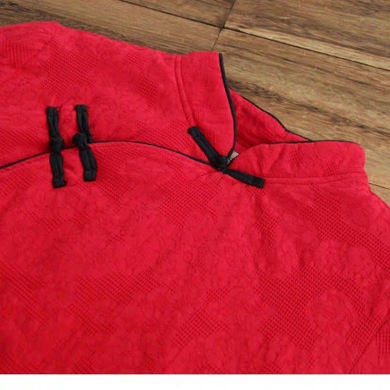 2023 Winter Cheongsam Small Cotton-Padded Jacket Chinese Style Cotton-Padded Jacket Retro Stand Collar Tang Suit Jacket Short Artistic Tea Jacket - Image 3