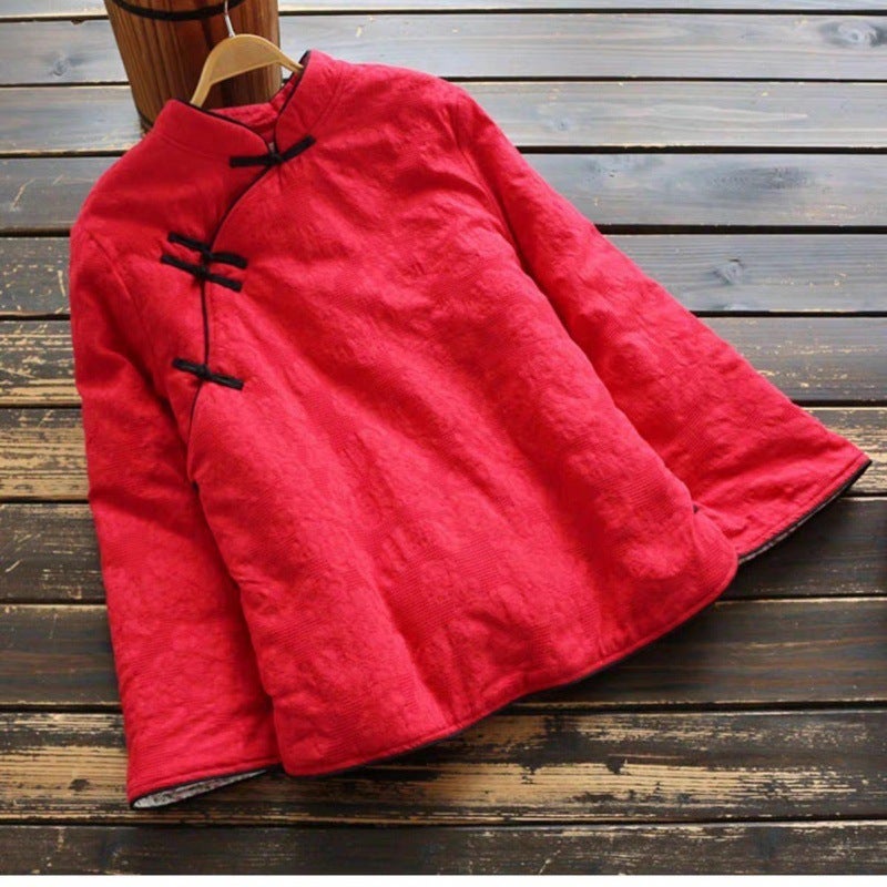 2023 Winter Cheongsam Small Cotton-Padded Jacket Chinese Style Cotton-Padded Jacket Retro Stand Collar Tang Suit Jacket Short Artistic Tea Jacket - Image 1