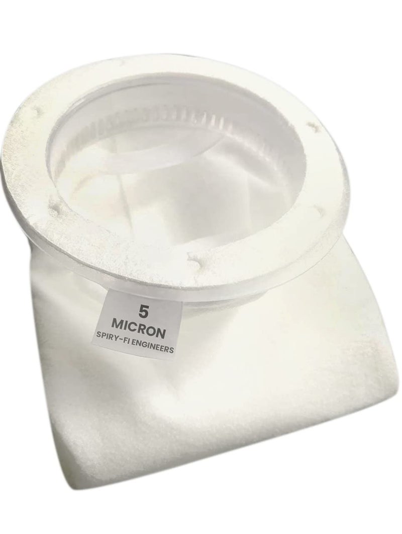 SPIRY FI ENGINEERS Spiry-fi Aqua 5 Micron Water Filter Bag (4"x20") - High-Flow Sediment Filter Sock for Borewell, Well Water & Industrial Liquid Filtration - Heavy Duty Felt Mesh Net - Image 1