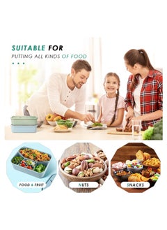 KASTWAVE Silicone Bento Box, Bento Lunch Box with 4 Compartments, Leak-Proof Salad Bento Boxes, Sauce Container, Utensils, Food Picks and Muffin Cups, Microwave, Dishwasher and Freezer Safe, Blue  - Image 5
