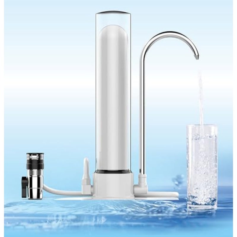 Ceramic Water Purifier, 4th Generation Enhanced Design, Countertop Filter System with Stainless Steel Faucet, 800L Capacity, Municipal Water Compatible, 0.8L/min Flow Rate, - Image 1