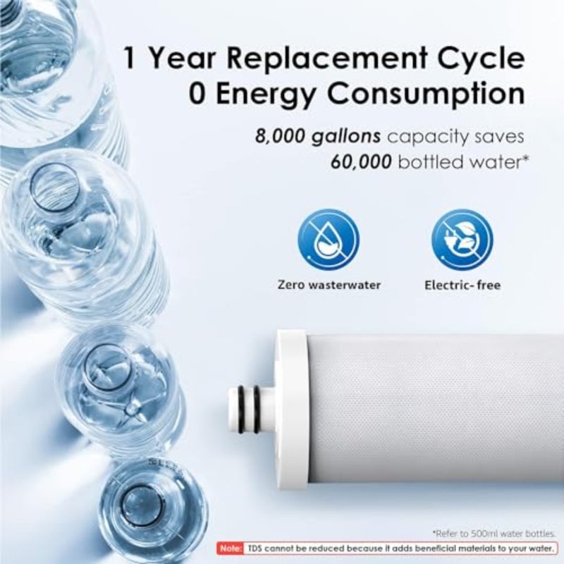 Ceramic Water Purifier, 4th Generation Enhanced Design, Countertop Filter System with Stainless Steel Faucet, 800L Capacity, Municipal Water Compatible, 0.8L/min Flow Rate, - Image 5