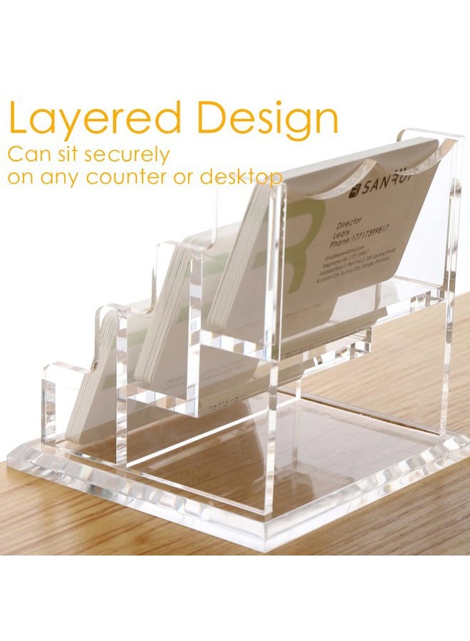 SANRUI Business Card Holder for Desk Clear Acrylic Business Card Display Index Card Filling Display 3 Pocket - Image 5