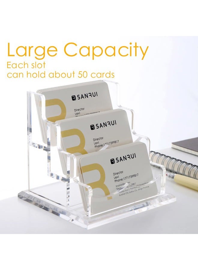 SANRUI Business Card Holder for Desk Clear Acrylic Business Card Display Index Card Filling Display 3 Pocket - Image 2
