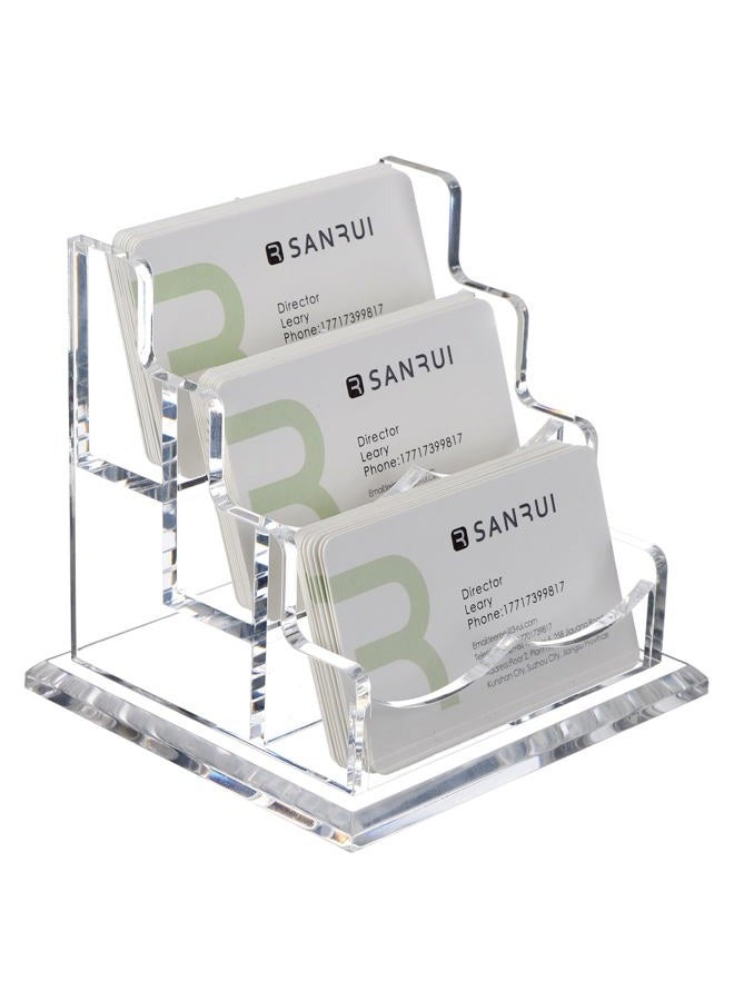 SANRUI Business Card Holder for Desk Clear Acrylic Business Card Display Index Card Filling Display 3 Pocket - Image 1