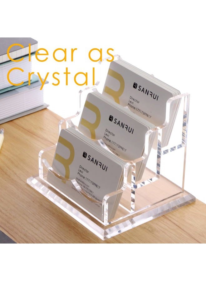SANRUI Business Card Holder for Desk Clear Acrylic Business Card Display Index Card Filling Display 3 Pocket - Image 4
