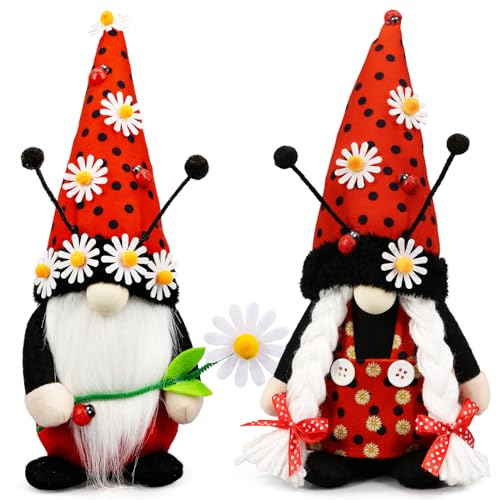 Teeker Spring Decorations for Home Spring Decor Indoor Ladybug Plush Gnomes Decorations for Home Daisy Plush Gnome Summer Gnomes - Image 3