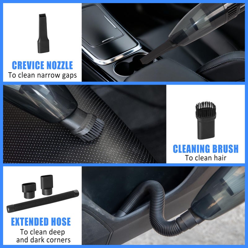 AUTODECO Car Cleaning Kit, Car Vacuum Interior Detailing Cleaner Kit with High Power Handheld Vacuum, Brush Set, Windshield Tool, Duster, Towels, Complete Car Care Tools for Women (Blue) - Image 2