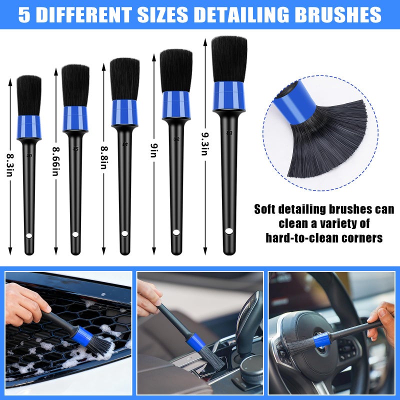 AUTODECO Car Cleaning Kit, Car Vacuum Interior Detailing Cleaner Kit with High Power Handheld Vacuum, Brush Set, Windshield Tool, Duster, Towels, Complete Car Care Tools for Women (Blue) - Image 4