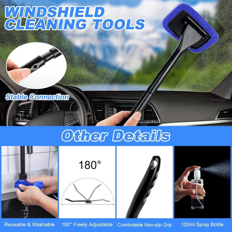 AUTODECO Car Cleaning Kit, Car Vacuum Interior Detailing Cleaner Kit with High Power Handheld Vacuum, Brush Set, Windshield Tool, Duster, Towels, Complete Car Care Tools for Women (Blue) - Image 3