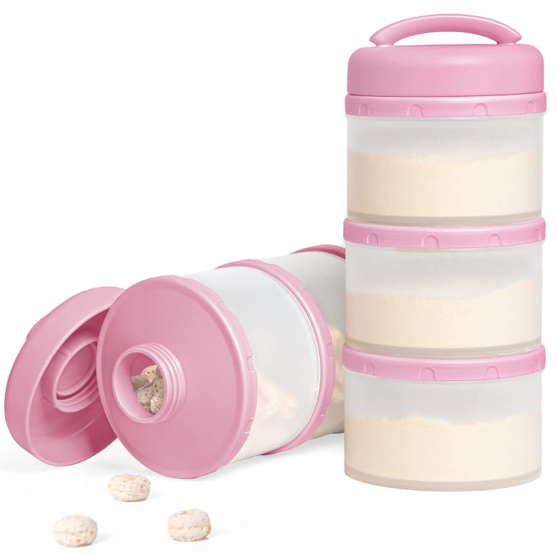 Termichy Stackable Formula Dispenser Portable Milk Powder Container, 2 Pack, Baby Pink - Image 1