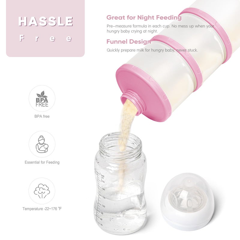 Termichy Stackable Formula Dispenser Portable Milk Powder Container, 2 Pack, Baby Pink - Image 5