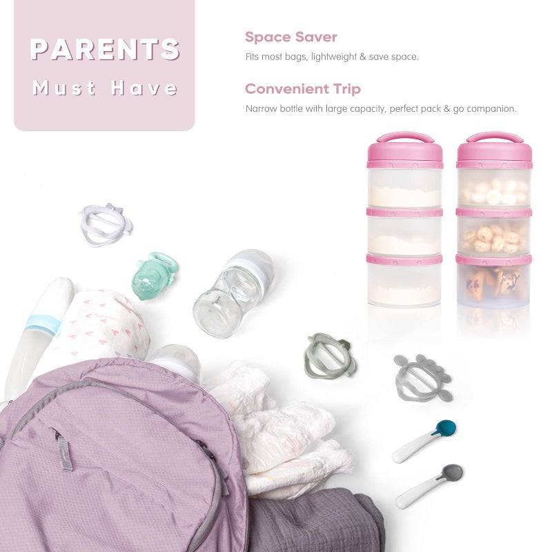 Termichy Stackable Formula Dispenser Portable Milk Powder Container, 2 Pack, Baby Pink - Image 4