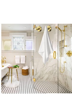KASTWAVE Suction Cup Hooks for Shower Towel Holder Stainless Steel Vacuum Bathroom Shower Hook Suction Washcloth Hanger Kitchen Towel Rack for Robe Loofah Wreath Glass Door Window Wall Brushed Gold 2Pcs  - Image 3